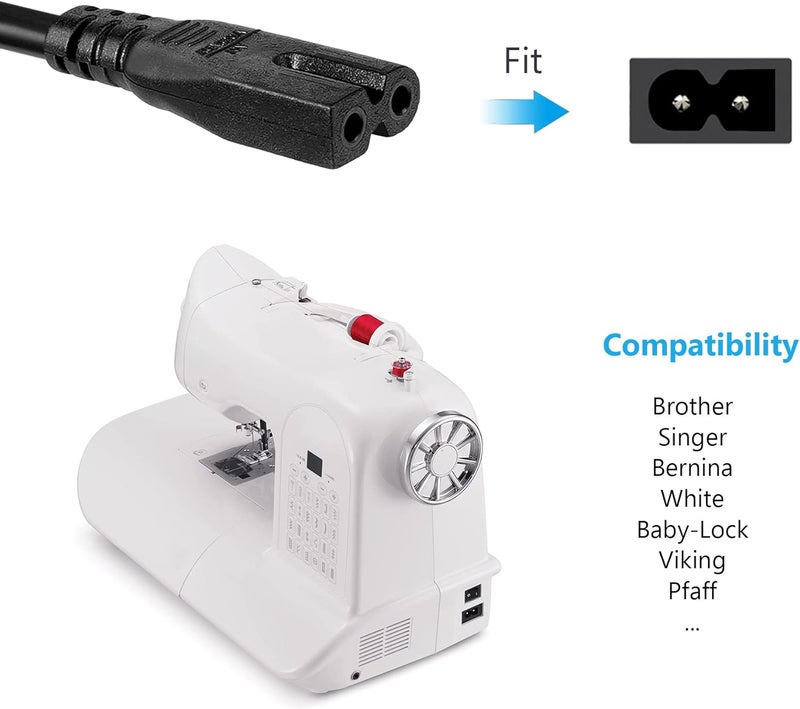 Olort 8 ft 2 Prong Polarized Power Cord for Singer, Brother Sewing Machine, Vizio Smart TV AC Power Cable Replacement - Image 2